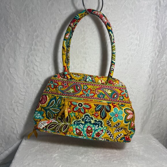 Vera Bradley Bowler Bag FALL 2012 Retired "PROVENCAL" Yellow floral pattern - Picture 3 of 12